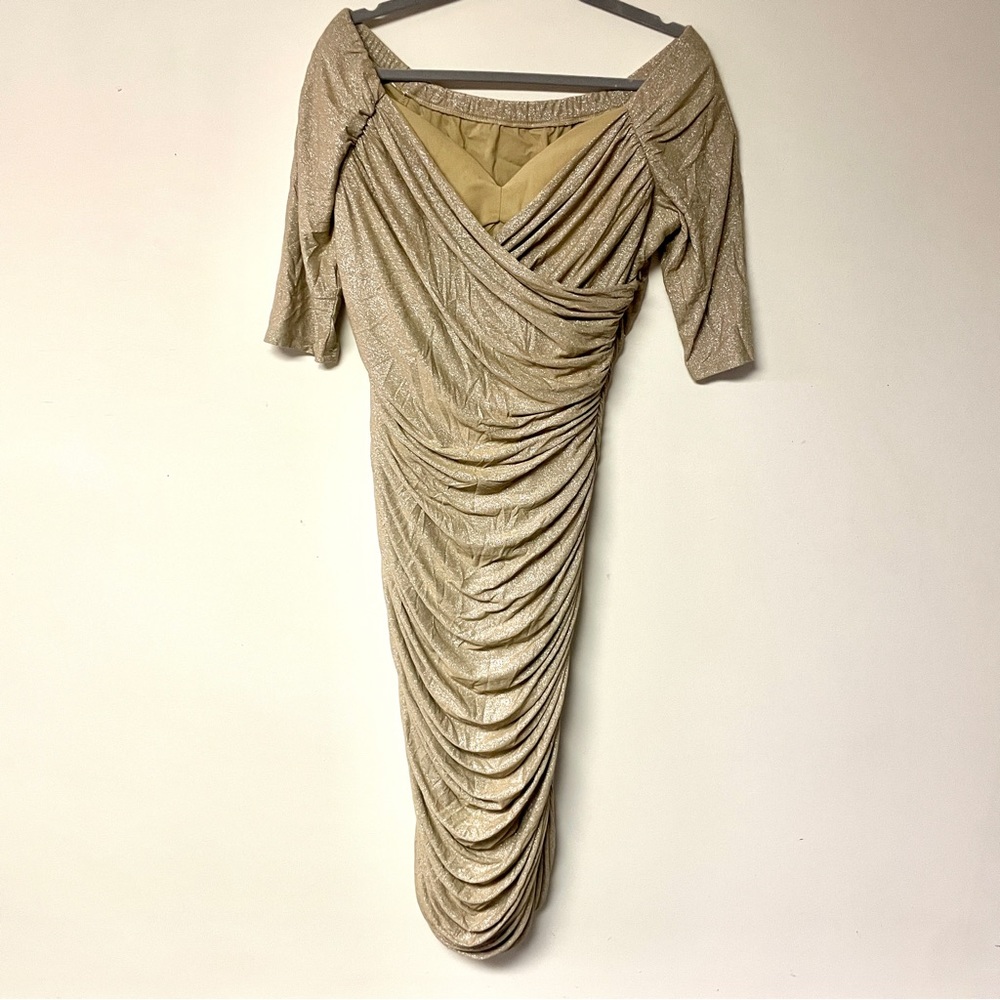 Laura Byrn's Gold Monica Wiggle Dress